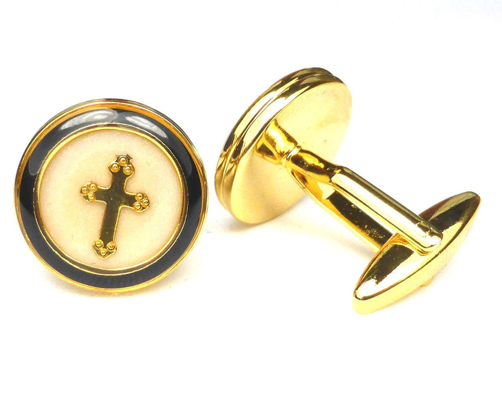 Gold Cross Enamel Cufflinks