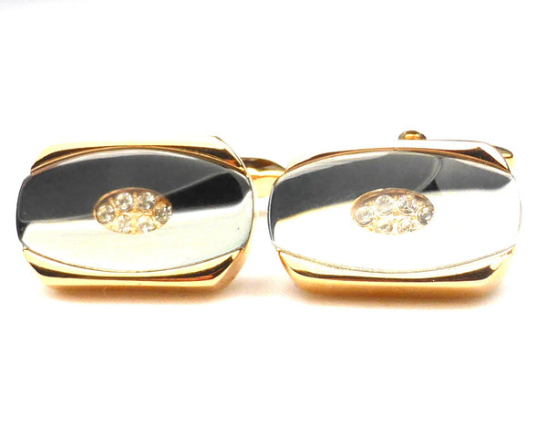 Oval crystal onyx rose gold cufflinks