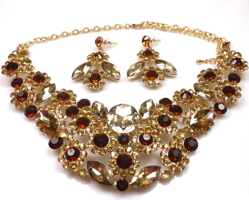 Daisy Rhinestone Necklace & earrings