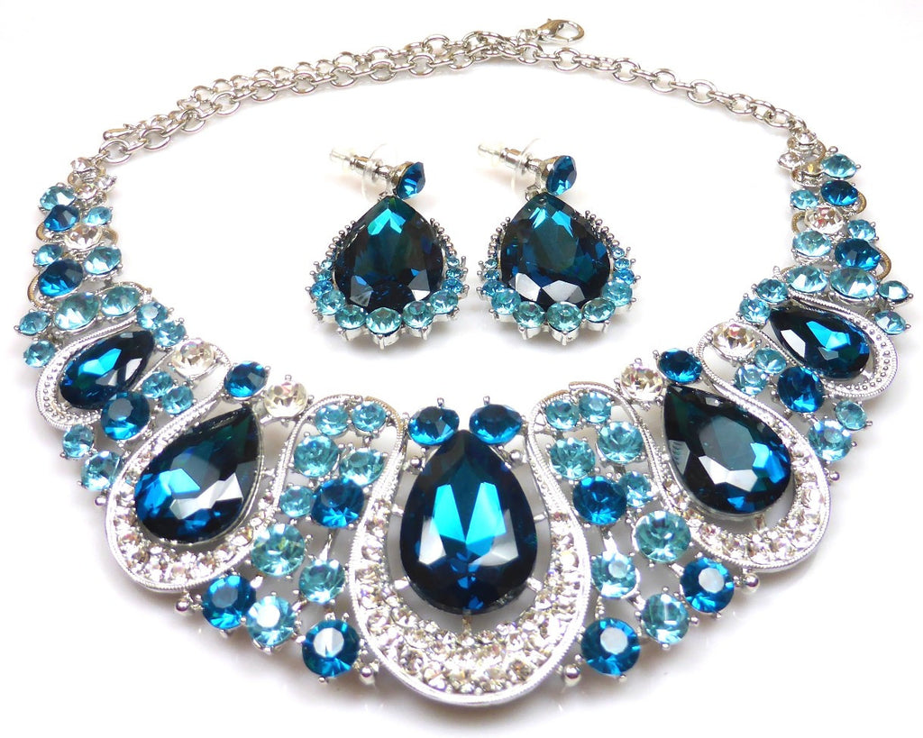 Blue Crystal Necklace & earrings