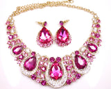 Pink Crystal Necklace & earrings