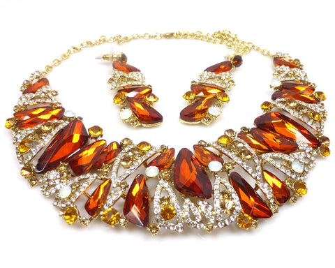 Red Rhinestone Necklace & earrings