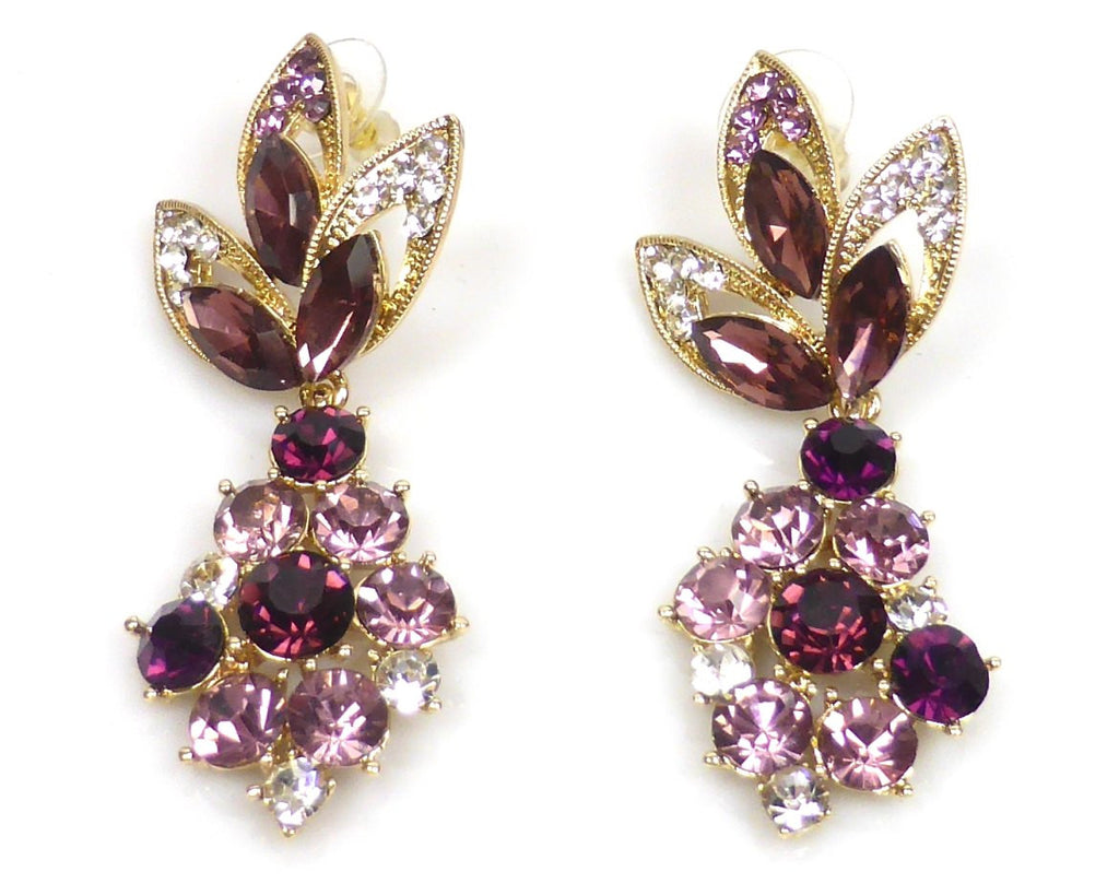 Purple Crystal Rhinestone Necklace & earrings