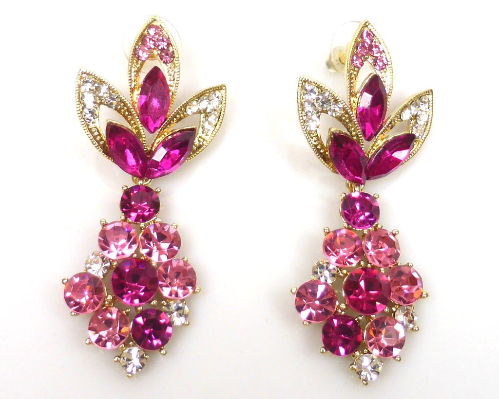 Pink Crystal Rhinestone Necklace & earrings