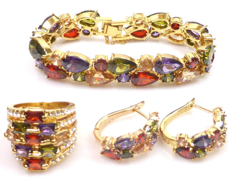 Brown Rhinestone Necklace & earrings