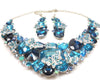 Blue Butterfly Crystal Necklace & earrings