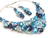 Blue Butterfly Crystal Necklace & earrings