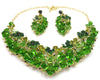 Green Crystal EARRINGS and Necklace