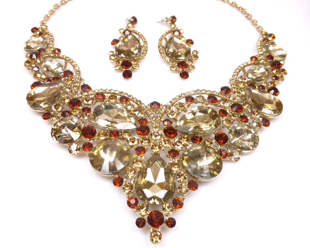 Topaz Rhinestone Necklace & earrings