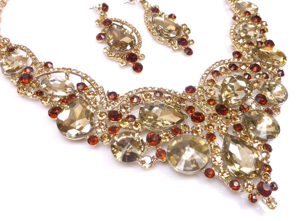 Topaz Rhinestone Necklace & earrings