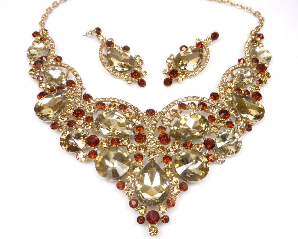 Topaz Rhinestone Necklace & earrings