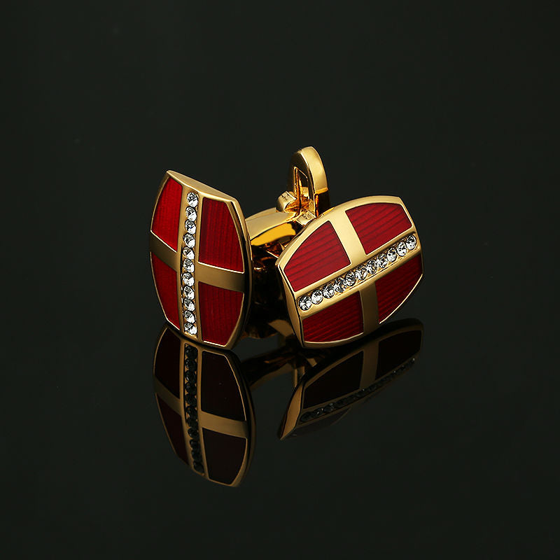Red Crystal Gold Cufflinks