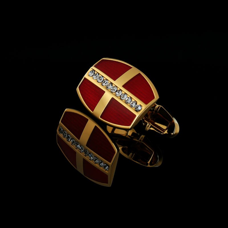 Red Crystal Gold Cufflinks