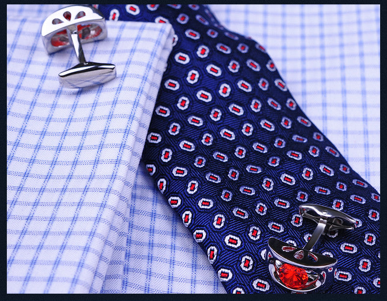 Orange Red silver cufflinks