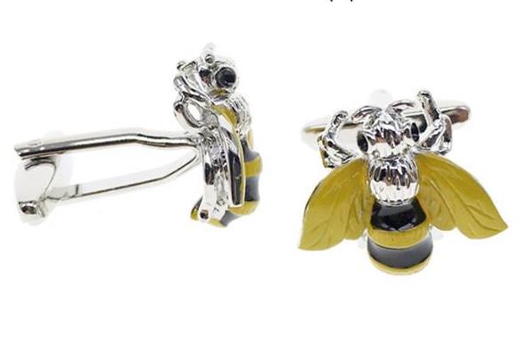 Yellow Bee Silver Cufflinks