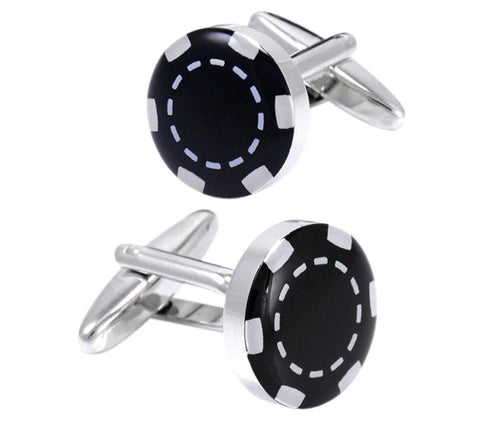 ROUND FLOWER SILVER CRYSTAL CUFFLINKS