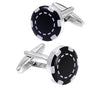 Casino chip silver cufflinks