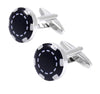 Casino chip silver cufflinks