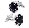 Casino chip silver cufflinks