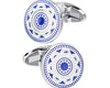 Enamel Pattern Blue Silver Cufflinks
