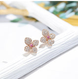 Romantic Flower Shape Pink Sapphire Earrings