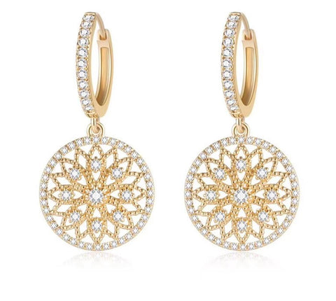 Gold Drop Earrings 18K Gold Plated