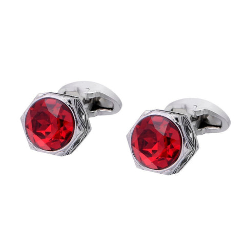 Voguish Red Ruby Topaz Round Cut Cufflinks