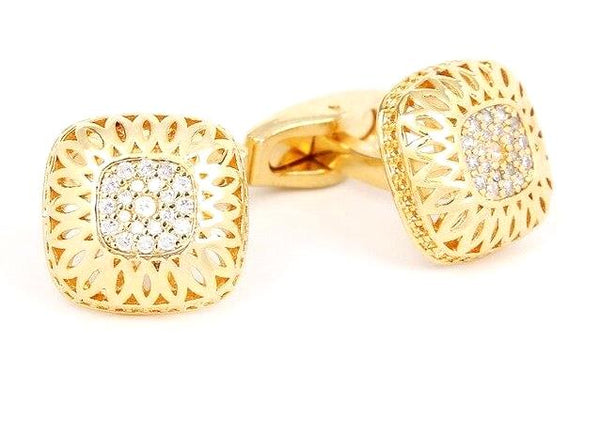 GOLD ZIRCONS LUXURY CUFFLINKS