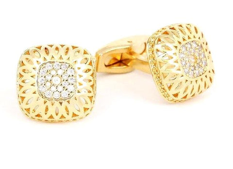 Gold Heart crystal cufflinks