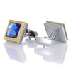 Blue Crystal Gold and Silver Cufflinks