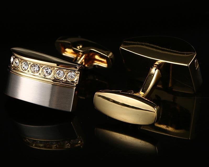 GOLD CRYSTAL CUFFLINKS