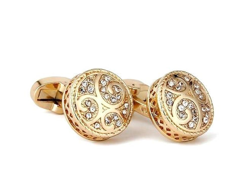 Crystal rhinestone GOLD CUFFLINKS