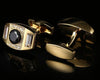 BLACK CRYSTAL GOLD CUFFLINKS