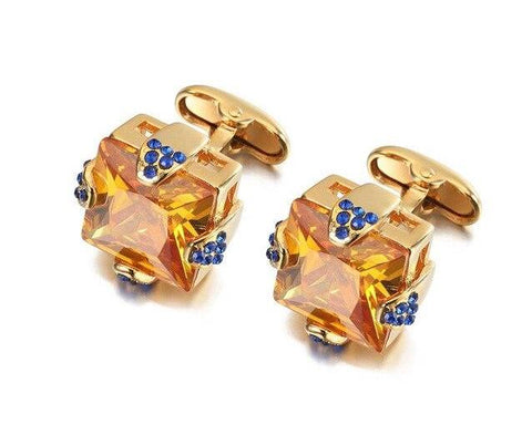 Gold Heart crystal cufflinks