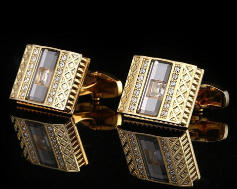 Gold Heart crystal cufflinks