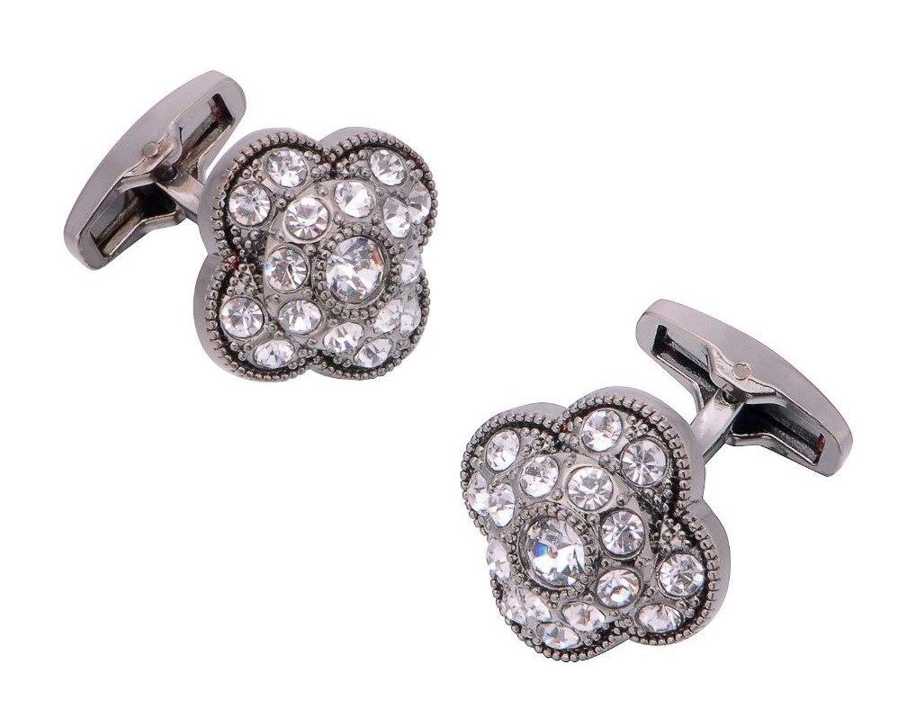 RHINESTONE GEMELOS SILVER CUFFLINKS