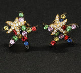 Multi Sapphire Diamond Starfish Earrings