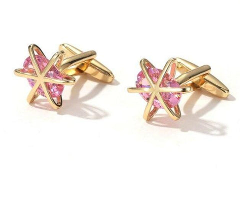 Gold Heart crystal cufflinks