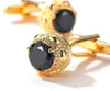 GOLD BLACK STONE CUFFLINKS