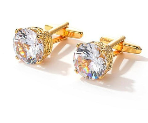 Gold Heart crystal cufflinks