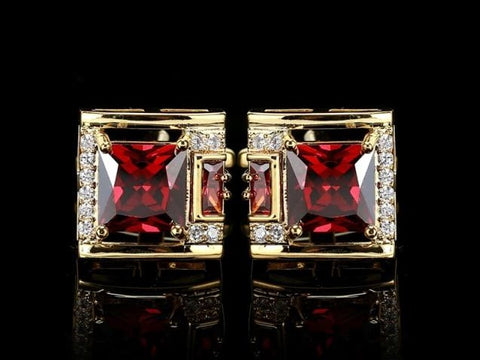 Crystal rhinestone GOLD CUFFLINKS