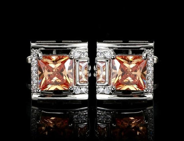 CRYSTAL silver CUFFLINKS