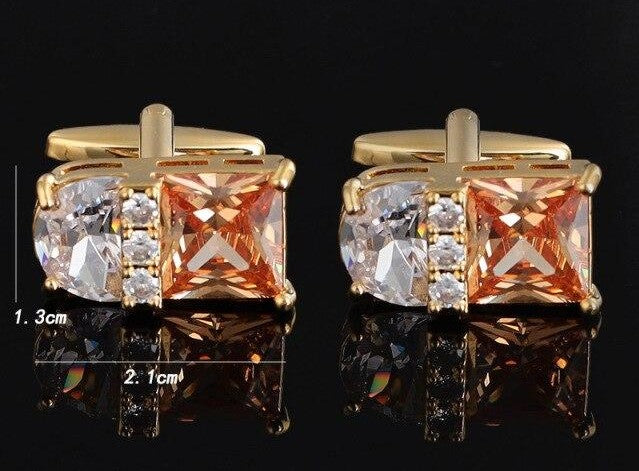 Gold crystal cufflinks