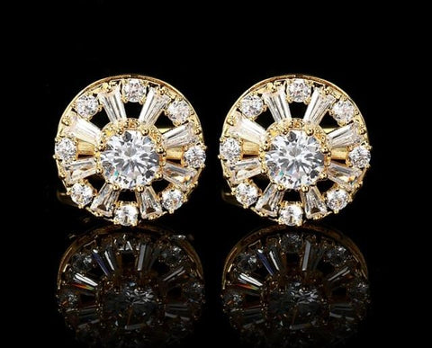 Crystal rhinestone GOLD CUFFLINKS