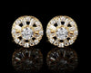 ROUND FLOWER CRYSTAL CUFFLINKS