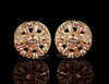 ROUND FLOWER CRYSTAL CUFFLINKS
