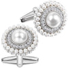 ELEGANT CUFFLINKS STUDS SET, CLASSIC PEARL