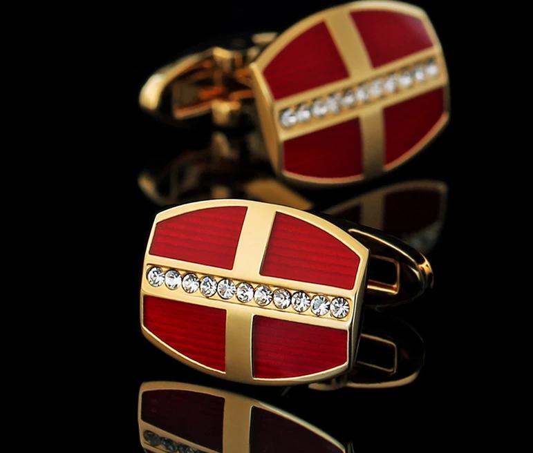 Red Crystal Gold Cufflinks