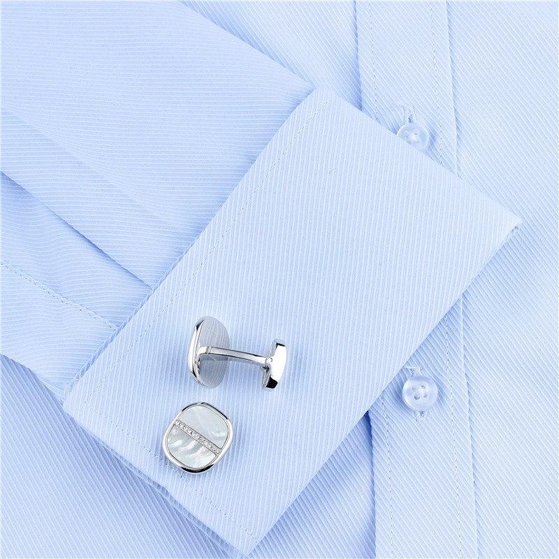 SILVER MOTHER OF PEARL CRYSTAL CUFFLINKS