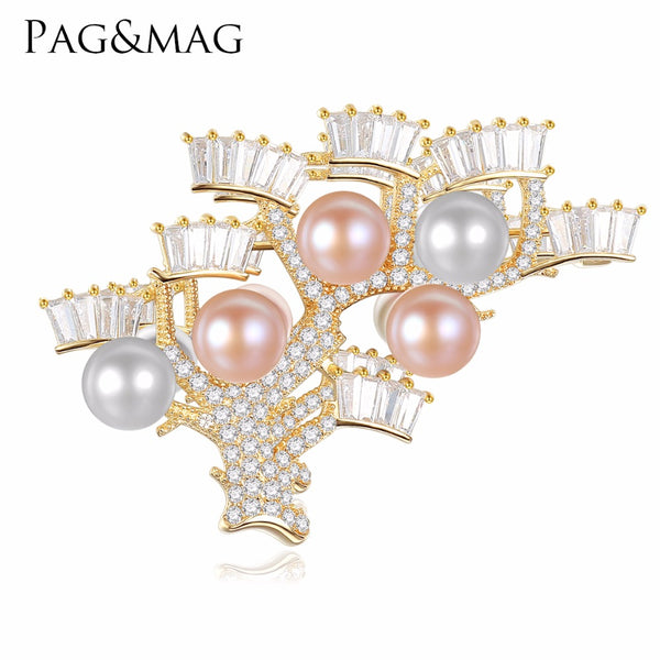 Multicolor Natural Pearl 925 silver Brooch